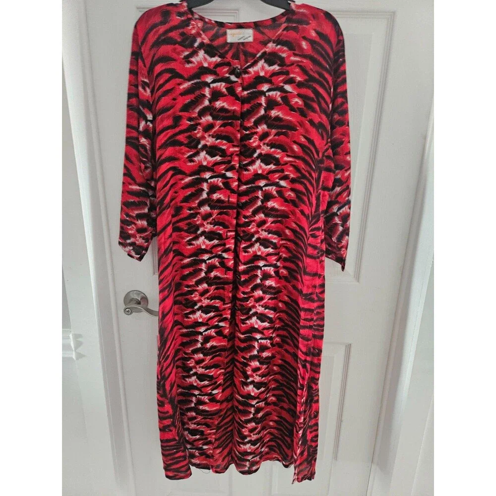 Aquila’s Specially Designed Cotton Maxi Kimono Cover-Up | Button Front | Size M